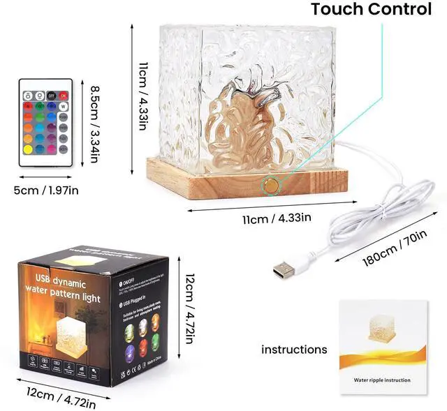 Alt view image 7 of 7 - Northern Lights Ocean Wave Projector Light,16 Colors Gradual Rotating Water Cube Lamp,Underwater Projector Light with Remote Control for Kids Adults,Ocean Wave Night Light for Bedroom