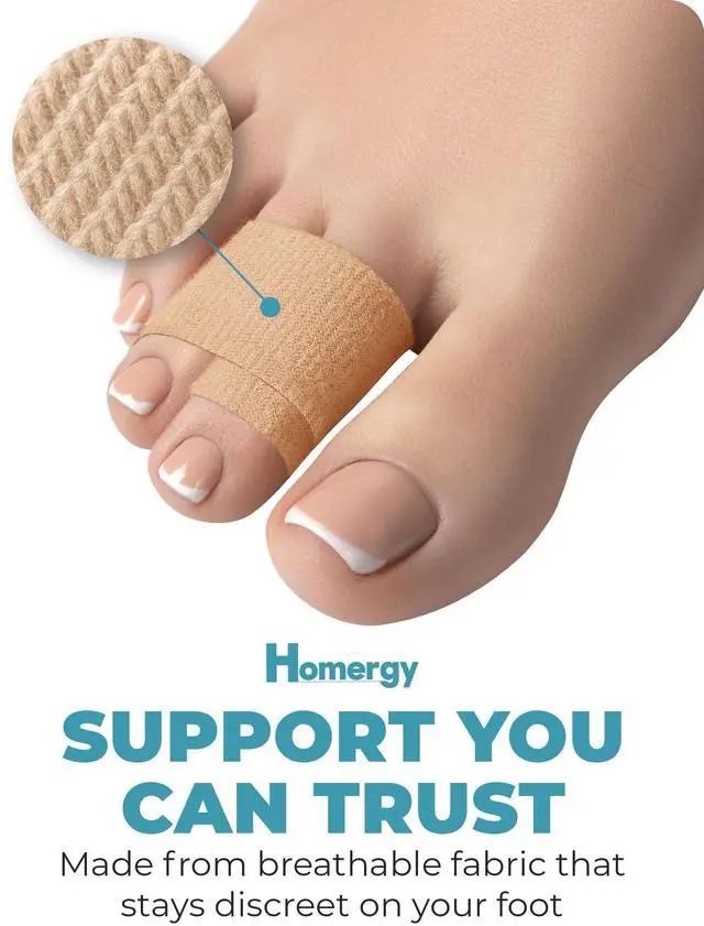 Alt view image 3 of 7 - Hammer Toe Corrector for Men & Women 4-Pack Reusable Toe Wraps & Tape for Broken, Bent & Overlapping Toes Soft Double-Layer Fabric Splints for Pain Relief & Alignment