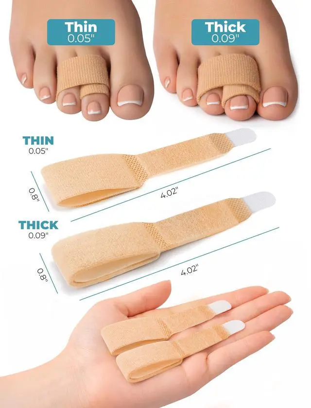Alt view image 2 of 7 - Hammer Toe Corrector for Men & Women 4-Pack Reusable Toe Wraps & Tape for Broken, Bent & Overlapping Toes Soft Double-Layer Fabric Splints for Pain Relief & Alignment