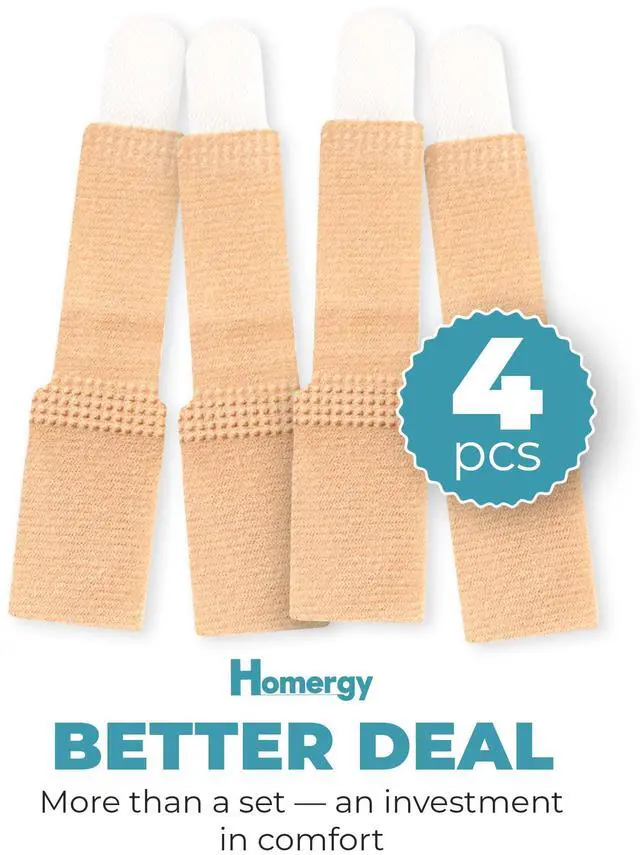 Alt view image 7 of 7 - Hammer Toe Corrector for Men & Women 4-Pack Reusable Toe Wraps & Tape for Broken, Bent & Overlapping Toes Soft Double-Layer Fabric Splints for Pain Relief & Alignment