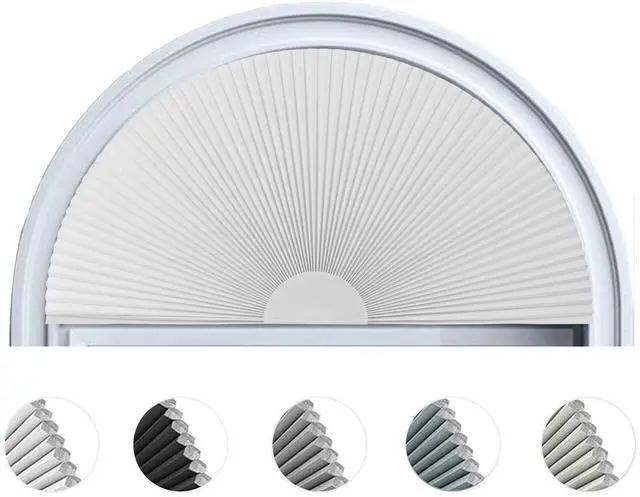 Main image of Arch Window Shade Blackout Cellular Shades Half Circle Moon Window Covering No Drill Honeycomb Cordless Blinds for Indoor Window Room Darkening Easy Install Light Blocking Blinds (1, White, 36x18inch)