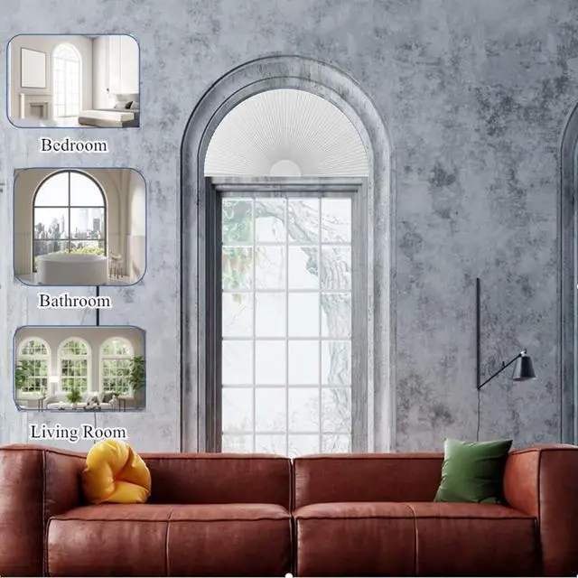 Alt view image 6 of 7 - Arch Window Shade Blackout Cellular Shades Half Circle Moon Window Covering No Drill Honeycomb Cordless Blinds for Indoor Window Room Darkening Easy Install Light Blocking Blinds (1, White, 36x18inch)