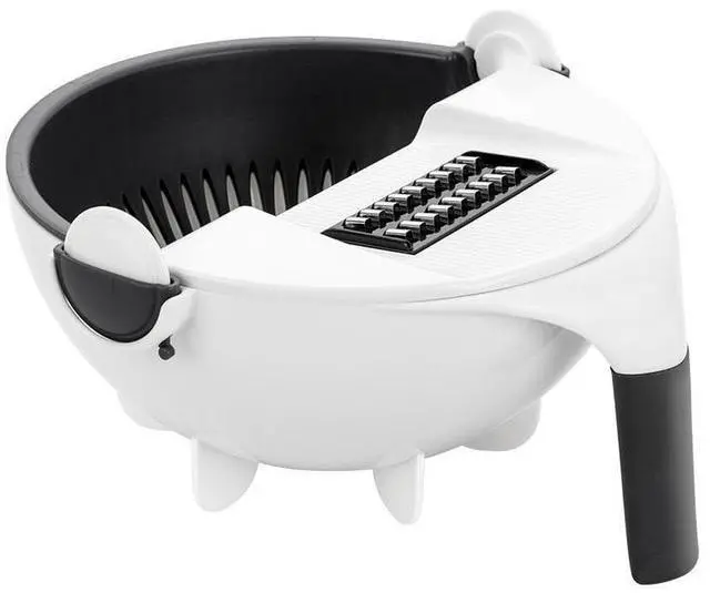 Alt view image 2 of 7 - Multifunctional Kitchen Veggie Fruit Shredder Grater Slicer Rotate 9 Item Vegetable Fruits Cutter Vegetable Chopper with Drain Basket Slicer Fruit Cutter