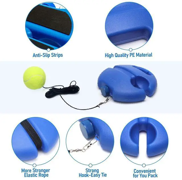 Alt view image 3 of 7 - Tennis Trainer Rebound Ball with String Solo Tennis Training Kit Portable Practice Rebounder Equipment Training Tools with Long Elastic Ropes for Adults, Kids, Beginners (Blue)