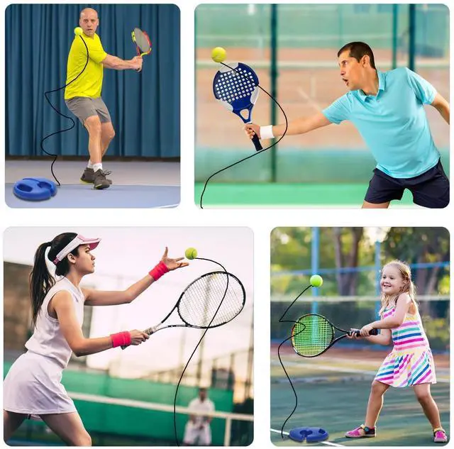 Alt view image 5 of 7 - Tennis Trainer Rebound Ball with String Solo Tennis Training Kit Portable Practice Rebounder Equipment Training Tools with Long Elastic Ropes for Adults, Kids, Beginners (Blue)