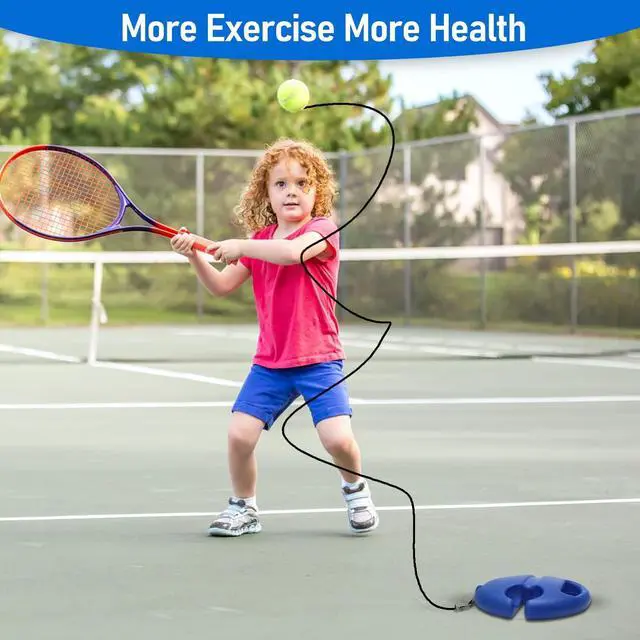 Alt view image 6 of 7 - Tennis Trainer Rebound Ball with String Solo Tennis Training Kit Portable Practice Rebounder Equipment Training Tools with Long Elastic Ropes for Adults, Kids, Beginners (Blue)