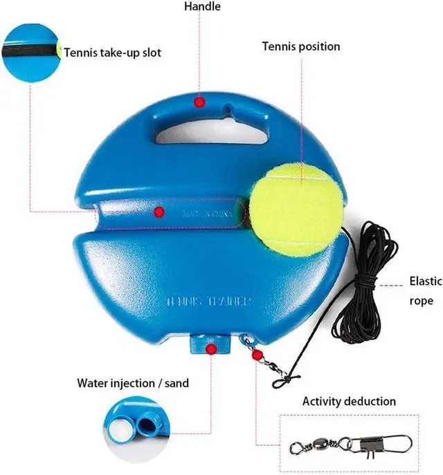 Alt view image 2 of 5 - Tennis Trainer Rebound Ball with Anti-Tangle System, Fillable Base, Portable, for Beginners, Kids and Adults
