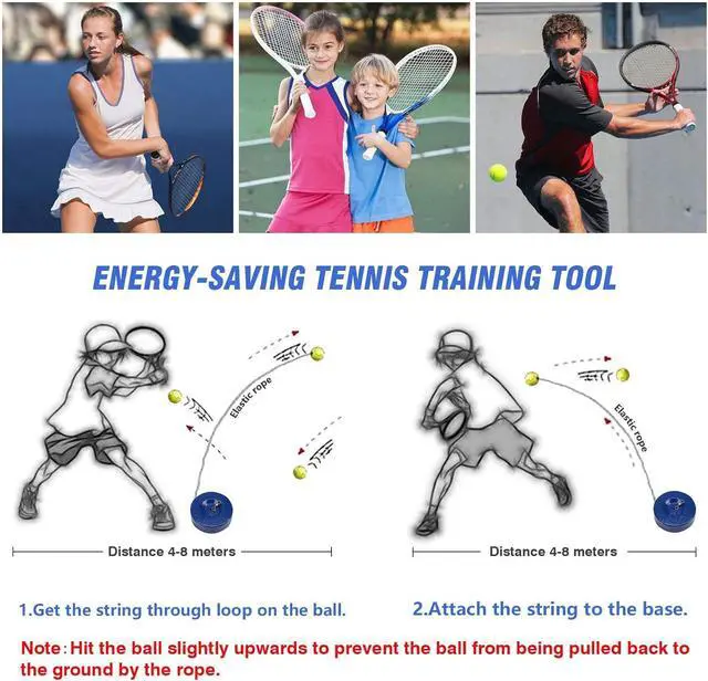Alt view image 2 of 4 - Flybomb Tennis Trainer Rebound Ball 14.1 Ft Retractable String & Heavy Iron Base Portable & Easy to Use Tennis Practice for Adults & Kids Tennis Serve Trainer Solo Tennis Training Equipment