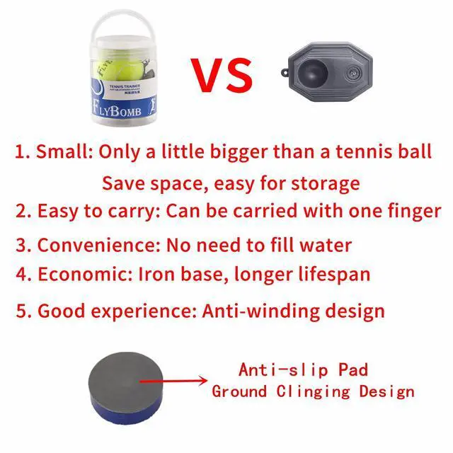 Alt view image 3 of 4 - Flybomb Tennis Trainer Rebound Ball 14.1 Ft Retractable String & Heavy Iron Base Portable & Easy to Use Tennis Practice for Adults & Kids Tennis Serve Trainer Solo Tennis Training Equipment