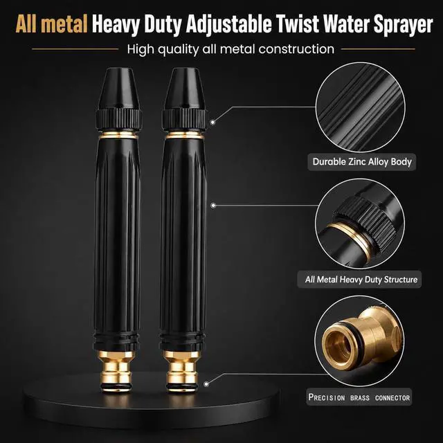 Alt view image 2 of 7 - 2Pcs High Pressure Hose Nozzle, Home High Pressure Car Wash Water Gun,All Metal Heavy Duty Adjustable Twist Water Sprayer,Versatile Tool Washing Patio Cleaning, And Lawn Watering(And Washing US3/4")