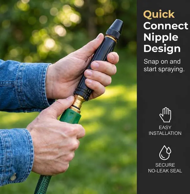 Alt view image 4 of 7 - 2Pcs High Pressure Hose Nozzle, Home High Pressure Car Wash Water Gun,All Metal Heavy Duty Adjustable Twist Water Sprayer,Versatile Tool Washing Patio Cleaning, And Lawn Watering(And Washing US3/4")