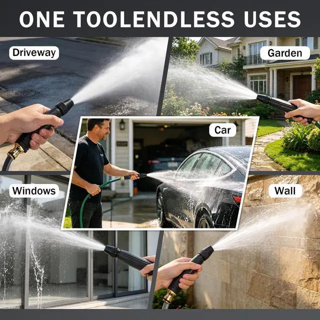 Alt view image 5 of 7 - Home High Pressure Car Wash Water Gun - Adjustable Booster High Pressure Hose Nozzle (2PCS)
