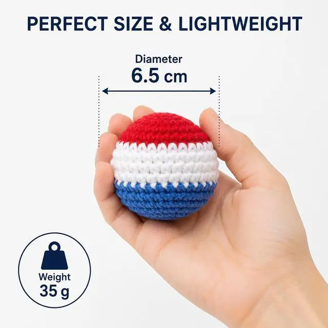 Alt view image 4 of 7 - 3 Pack Handmade Crocheted Footbags, Durable Knit Kick Bags, Soft Woven Juggling Balls for Coordination Training, Outdoor Play, Party Games and Stress Relief