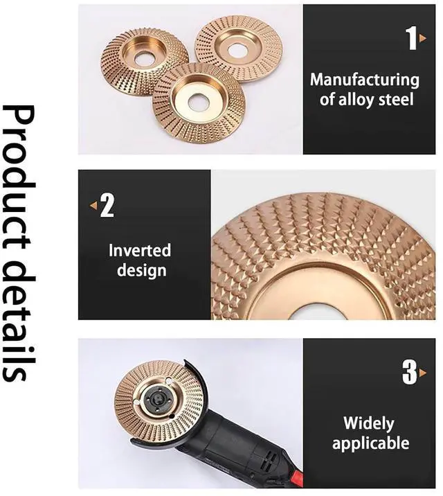 Alt view image 6 of 7 - 3PCS Angle Grinder Polishing Pad, Wood Carving Disc Set, Suitable for 4-inch and 4.5-inch Angle Grinders.Carving and Sanding Tool for Angle Grinder - Abrasive Disc for Shaping & Polishing