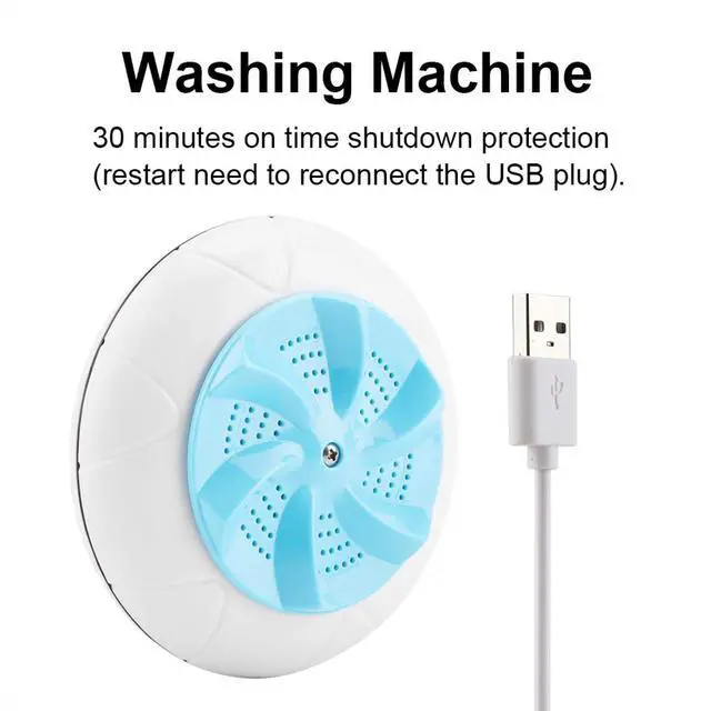Alt view image 4 of 7 - USB Mini Ultrasonic Washing Machine Turbine Cleaner Portable for Washing Machine Multifunction Travel Washing Device Tool for Clothes Fruit Vegetable Underwear Socks(Blue)