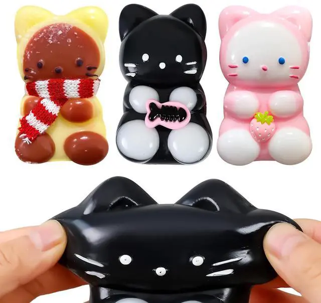 Main image of 3pc Taba Squishy Cat, Squishy Fidget Toys Taba Soft Stress Relief Squishies for Kids Adults Party Favors Pinch Family Toys Silicone Squeeze Toy