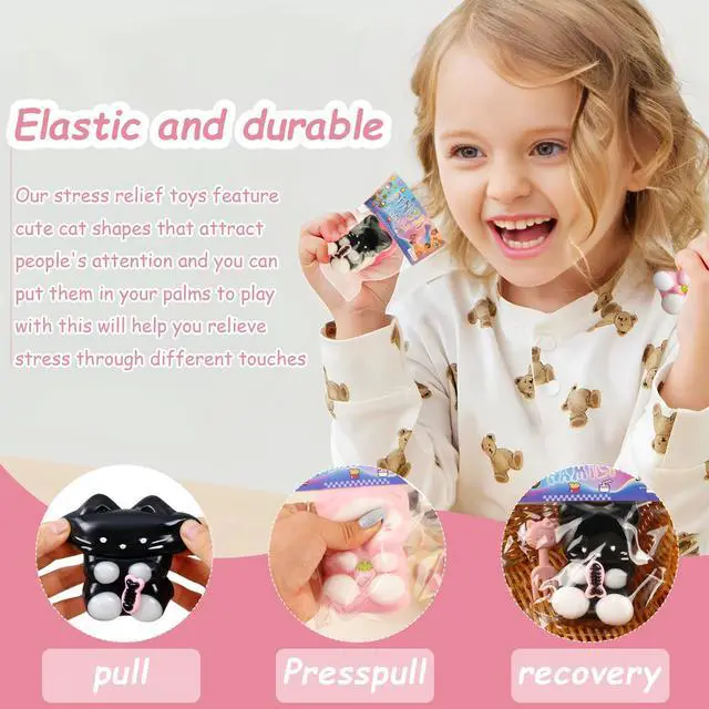 Alt view image 6 of 6 - 3pc Taba Squishy Cat, Squishy Fidget Toys Taba Soft Stress Relief Squishies for Kids Adults Party Favors Pinch Family Toys Silicone Squeeze Toy