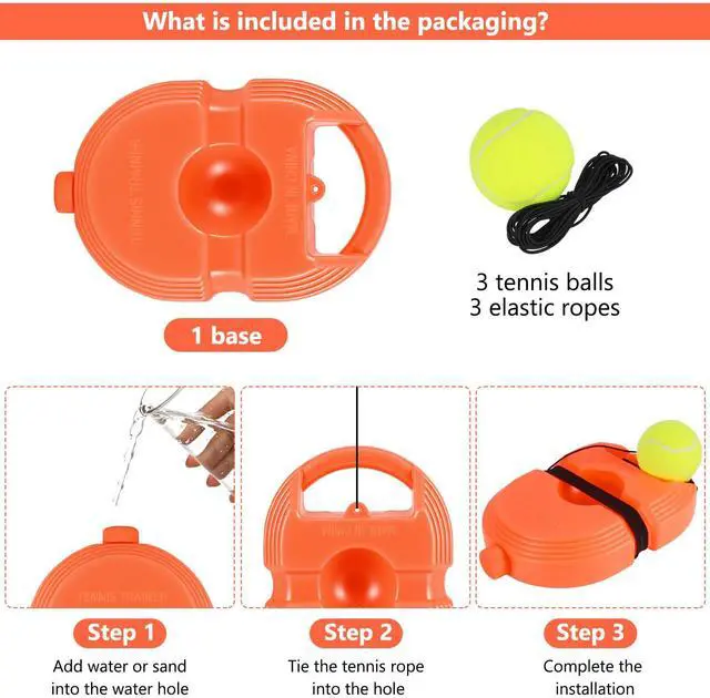 Alt view image 2 of 7 - Solo Tennis Trainer Rebound with 3 String Balls, Solo Practice Rebound Ball for Adults, Portable Tennis Training Equipment for Beginners Sport Exercise, Tennis Rebounder Kit.