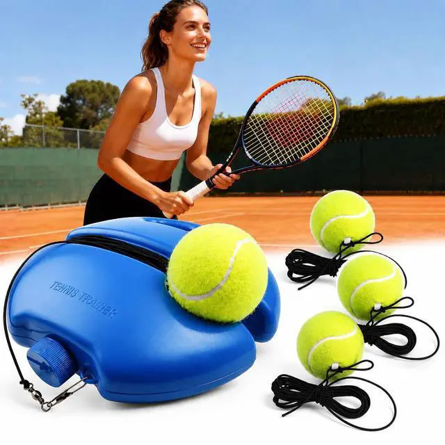 Main image of Solo Tennis Trainer Rebound Ball with 3 PCS Tennis Training Ball with String, Portable Self Training Tool for Beginners/Adults Sport Exercise in Backyard, Garden, Park (Blue)