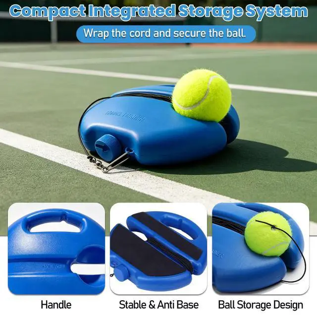 Alt view image 2 of 7 - Solo Tennis Trainer Rebound Ball with 3 PCS Tennis Training Ball with String, Portable Self Training Tool for Beginners/Adults Sport Exercise in Backyard, Garden, Park (Blue)