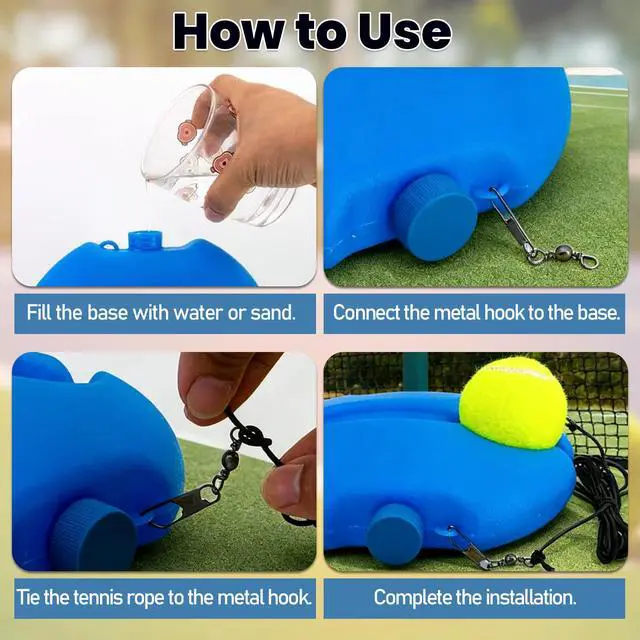 Alt view image 5 of 7 - Solo Tennis Trainer Rebound Ball with 3 PCS Tennis Training Ball with String, Portable Self Training Tool for Beginners/Adults Sport Exercise in Backyard, Garden, Park (Blue)