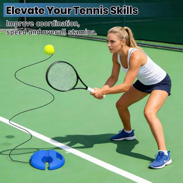 Alt view image 6 of 7 - Solo Tennis Trainer Rebound Ball with 3 PCS Tennis Training Ball with String, Portable Self Training Tool for Beginners/Adults Sport Exercise in Backyard, Garden, Park (Blue)