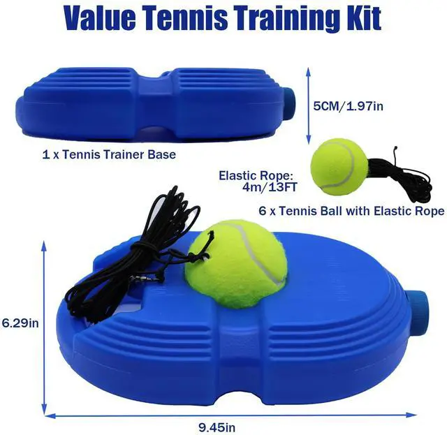 Alt view image 2 of 7 - Tennis Trainer Rebound Ball with 6 String Balls, Solo Tennis Training Equipment for Self Tennis PracitceTraining for Beginner (Blue)