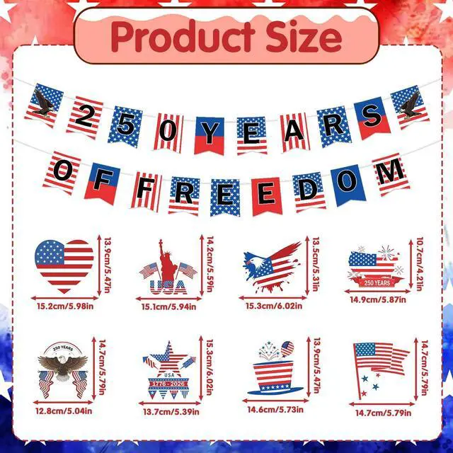 Alt view image 2 of 6 - 250 Anniversary party Decorations - 10 pcs 250 Years of Freedom Banner Hanging Swirls Decorations, Red White and Blue Fourth of July USA Party Decor Supplies