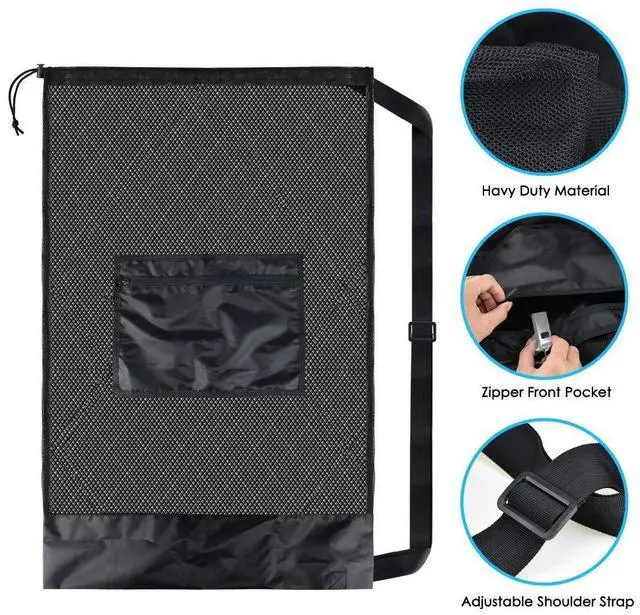 Alt view image 3 of 7 - Ball Storage Net Bags, Sports Equipment Organizer for Garage/Outdoor/Pool/Gym/Beach,Drawstring Mesh Bag for Basketball/Football/Soccer/Volleyball/Baseball/Tennis/Swimming Gear/Toys
