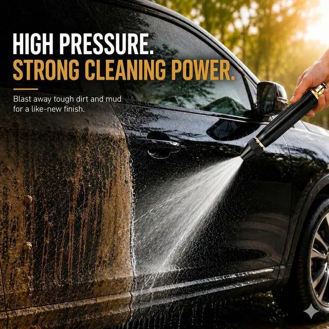 Alt view image 2 of 7 - High Pressure Hose Nozzle & Water Gun, Heavy Duty Metal Garden Hose Nozzle with Adjustable Spray, Pressure Washer Hose Attachment for Car Washing, Patio Cleaning & Plant Watering