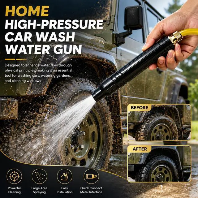 Alt view image 2 of 7 - Home High-Pressure Car Wash Water Gun with Booster Nozzle, 2026 Upgraded Hydro Jet Nozzle Pressure Washer Tools, Adjustable Jet Spray Pattern for for Garden Patio Car Pet Window