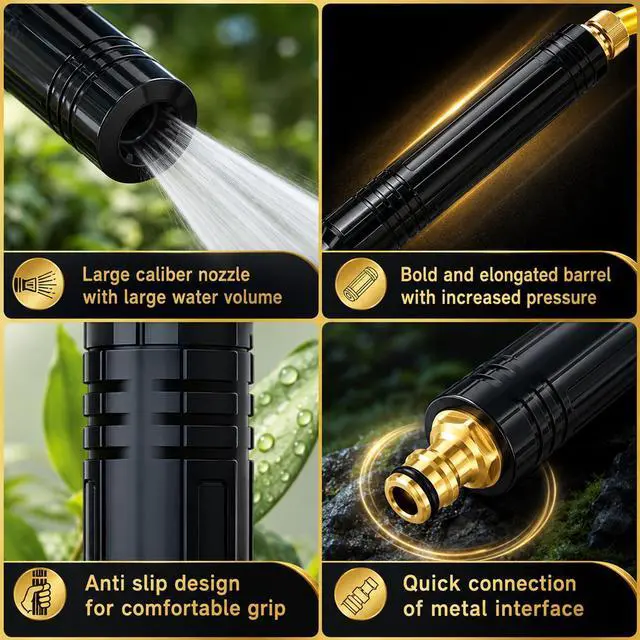 Alt view image 4 of 7 - Home High-Pressure Car Wash Water Gun with Booster Nozzle, 2026 Upgraded Hydro Jet Nozzle Pressure Washer Tools, Adjustable Jet Spray Pattern for for Garden Patio Car Pet Window