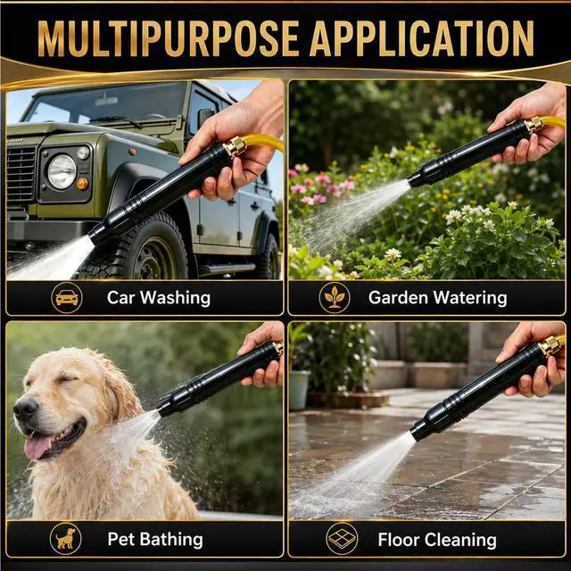 Alt view image 7 of 7 - Home High-Pressure Car Wash Water Gun with Booster Nozzle, 2026 Upgraded Hydro Jet Nozzle Pressure Washer Tools, Adjustable Jet Spray Pattern for for Garden Patio Car Pet Window