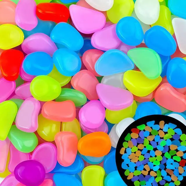 Main image of 300PCS 1-1.2" Color Glow in The Dark Rocks Outdoor Decorative Stones Luminous Pebbles Glow Stones for Patio Landscaping Walkway Driveway Large Glowing Stones Garden Stones