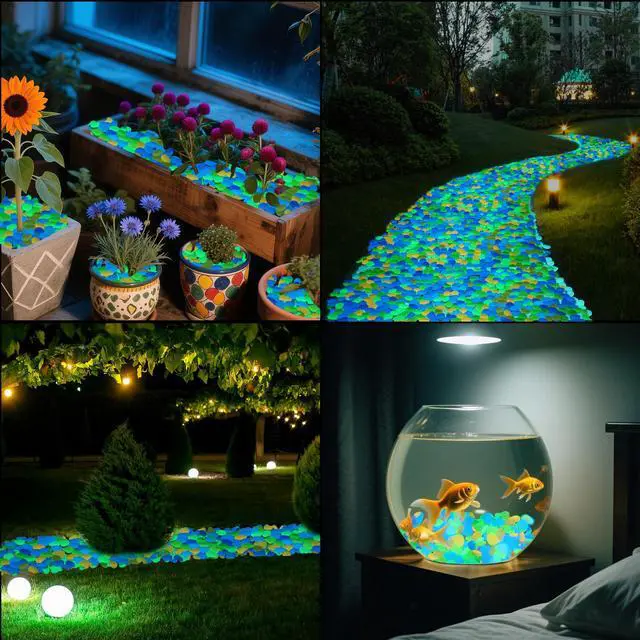 Alt view image 6 of 7 - 300PCS 1-1.2" Color Glow in The Dark Rocks Outdoor Decorative Stones Luminous Pebbles Glow Stones for Patio Landscaping Walkway Driveway Large Glowing Stones Garden Stones
