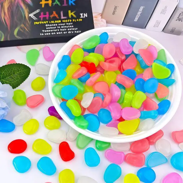 Alt view image 7 of 7 - 300PCS 1-1.2" Color Glow in The Dark Rocks Outdoor Decorative Stones Luminous Pebbles Glow Stones for Patio Landscaping Walkway Driveway Large Glowing Stones Garden Stones