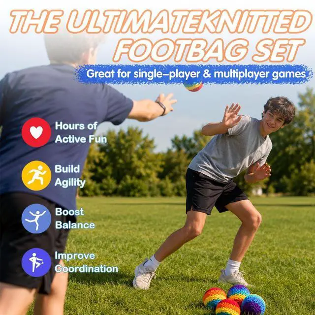 Alt view image 5 of 6 - Crochet Footbags,4Pcs Hacky Handmade Knitted Footbag, Portable Handwoven Toss Hacky Balls, Teenagers, and Adults, Outdoor Games, and Party Gifts