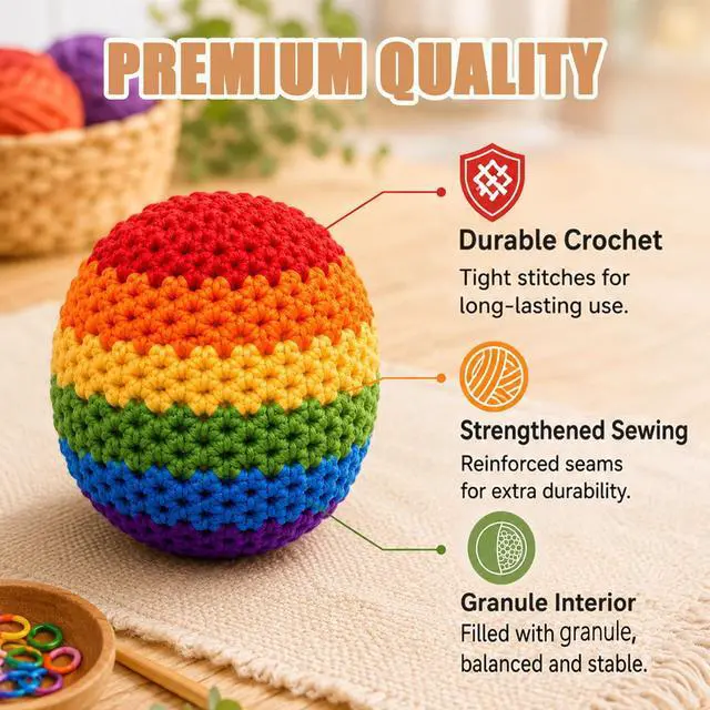 Alt view image 2 of 6 - Crochet Footbags,4Pcs Hacky Handmade Knitted Footbag, Portable Handwoven Toss Hacky Balls, Teenagers, and Adults, Outdoor Games, and Party Gifts