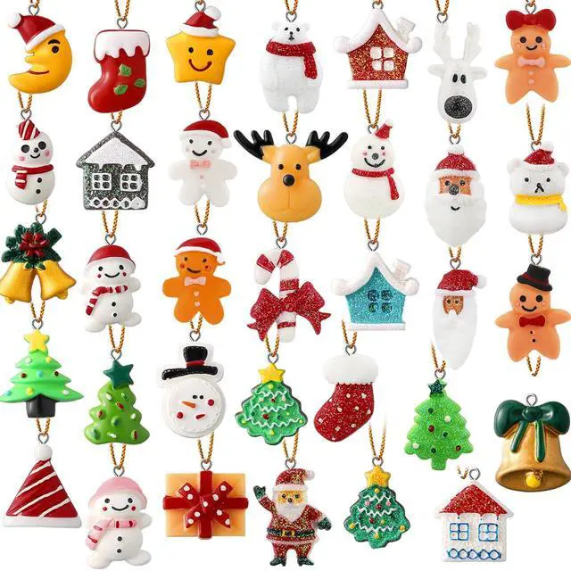 Main image of 100 Pieces Christmas Mini Ornaments Small Resin Ornaments Mini Resin Christmas Tree Decorations Miniature Snowman Santa Decorations for DIY Crafts Home Accessories