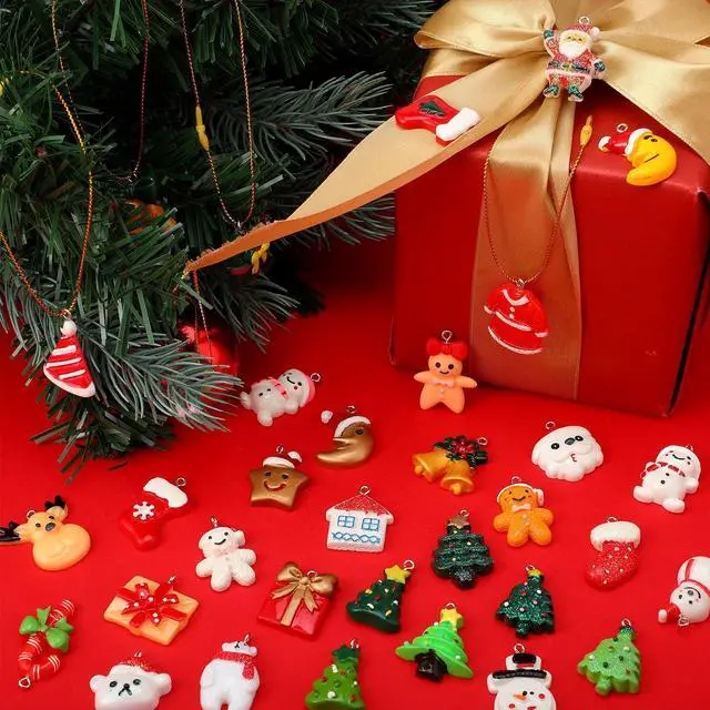 Alt view image 3 of 6 - 100 Pieces Christmas Mini Ornaments Small Resin Ornaments Mini Resin Christmas Tree Decorations Miniature Snowman Santa Decorations for DIY Crafts Home Accessories