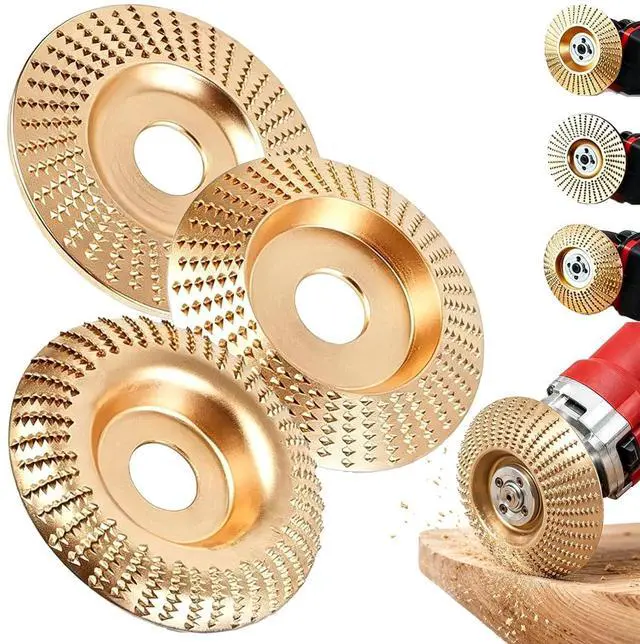 Main image of 3PCS Angle Grinder Polishing Pad, Wood Grinding Wheel Arc/Flat/Bevel, Heavy-Duty Wood Carving Disc Set, Tungstens Carbide Wheel Cuts Wood for Polishing Buffing