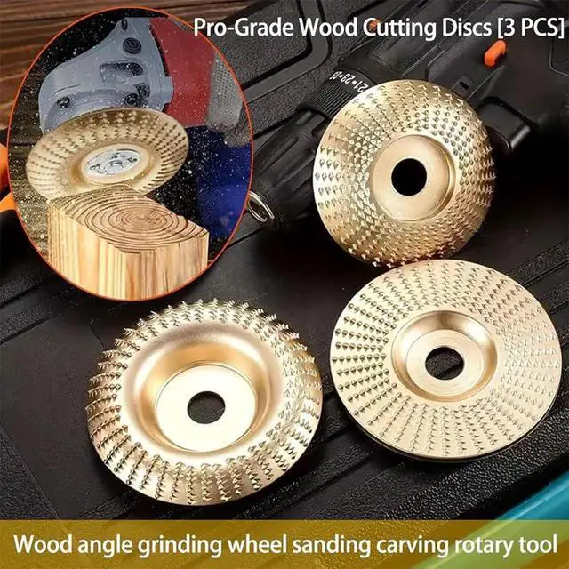 Alt view image 6 of 7 - 3PCS Angle Grinder Polishing Pad, Wood Grinding Wheel Arc/Flat/Bevel, Heavy-Duty Wood Carving Disc Set, Tungstens Carbide Wheel Cuts Wood for Polishing Buffing