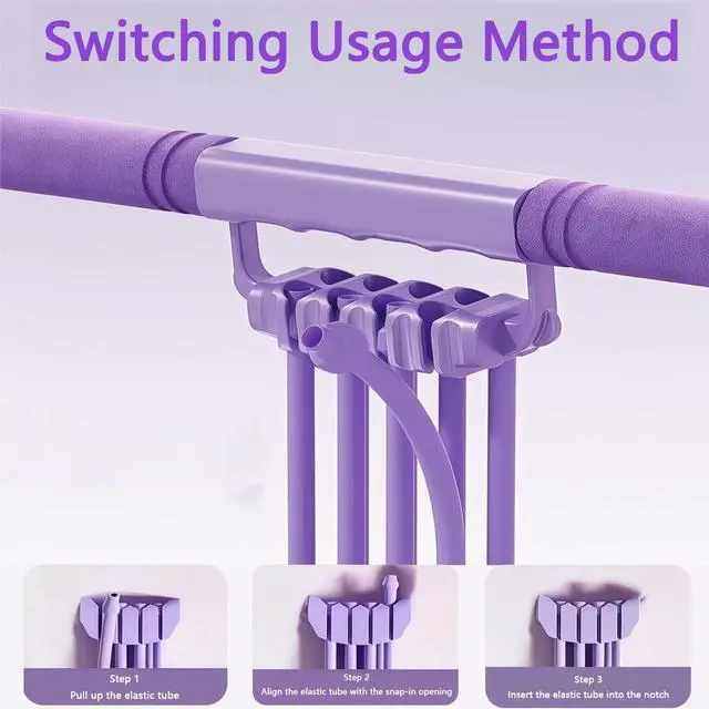 Alt view image 6 of 7 - 3-in-1 Pedal Resistance Band with Handle, 8-Tube Exercise Bands with Handles, Detachable Multifunctional Resistance Bands for Ab/Waist/Arm/Leg Stretching & Workout (Purple)