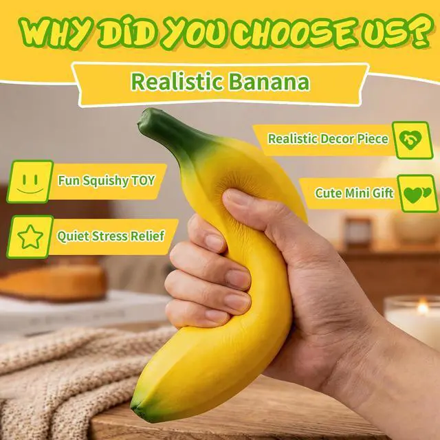 Alt view image 4 of 7 - 3PCS Bannana Squishy Stress Toy Fake Stretchy Banana Foam Squishies Squishy Fidget Toys Stress Relief Anti Stress Stretchy Bannana Toys