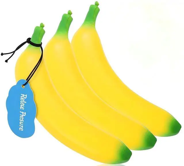 Main image of 3PCS Bannana Squishy Stress Toy Fake Stretchy Banana Foam Squishies Squishy Fidget Toys Stress Relief Anti Stress Stretchy Bannana Toys