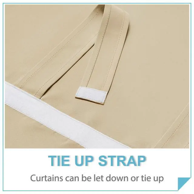 Alt view image 4 of 7 - Door Curtains Blackout - Self Stick Tie Up Shades Tricia Window Blinds Light Block Insulating Sidelight, W 26 x L 69 inches, 1 Panel, Biscotti Beige