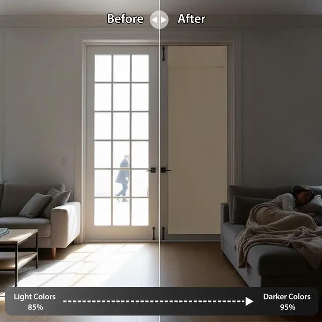 Alt view image 5 of 7 - Door Curtains Blackout - Self Stick Tie Up Shades Tricia Window Blinds Light Block Insulating Sidelight, W 26 x L 69 inches, 1 Panel, Biscotti Beige