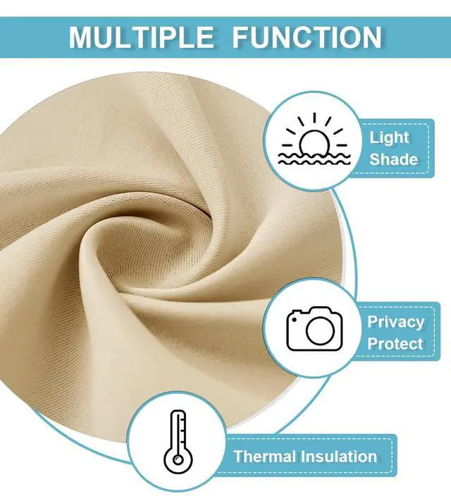 Alt view image 7 of 7 - Door Curtains Blackout - Self Stick Tie Up Shades Tricia Window Blinds Light Block Insulating Sidelight, W 26 x L 69 inches, 1 Panel, Biscotti Beige