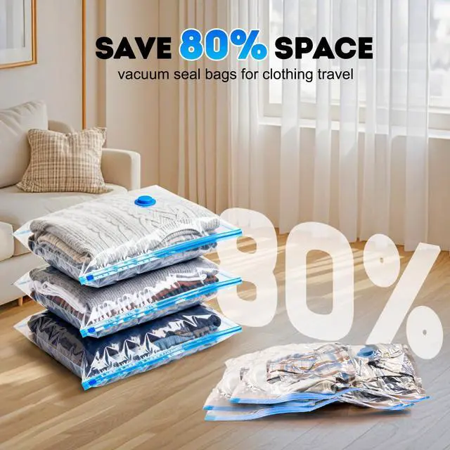Alt view image 3 of 7 - Travel Vacuum Bags with -4000Pa Electric pump, 15 Pack Vacuum Seal Bags for Clothing Travel in 3 Combo sizes, Space Saver Vacuum Storage Bags, Saving up to 80% of Space (15 Combo Pack)