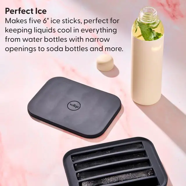 Alt view image 3 of 6 - Peak Silicone Water Bottle Ice Tray w/ Protective Lid | Charcoal| Easy to Remove Ice | Food Grade Premium Silicone | Dishwasher Safe, BPA Free